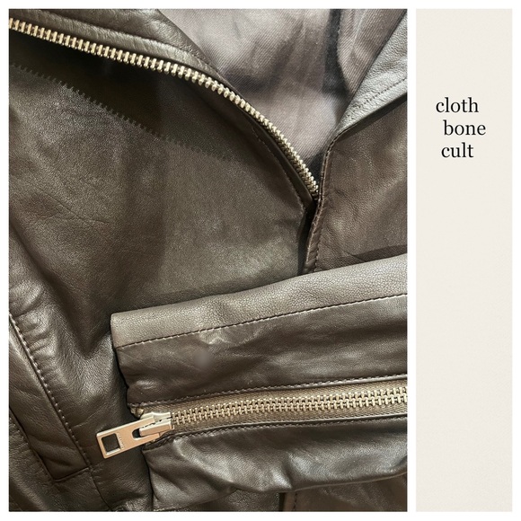 ALL SAINTS Dark Gray/Black Soft Leather Biker Jacket - Picture 2 of 14